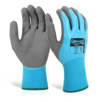 Beeswift Glovezilla Latex Fully Coated Water Resistant Gripper Gloves Blue (10 Pack)