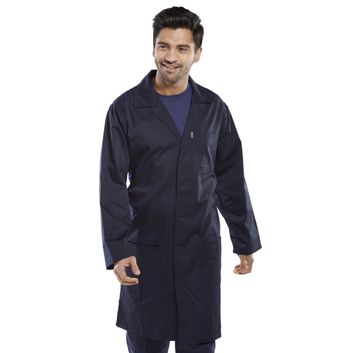 Beeswift Poly Cotton Warehouse Coat Navy Blue alternative