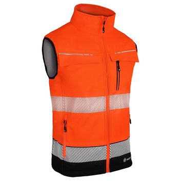 Beeswift Deltic Two-Tone Hi-Vis Softshell Rail Bodywarmer Orange / Black