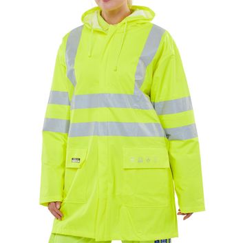 Beeswift Fire Retardant Hi-Vis Anti-Static Jacket Saturn Yellow