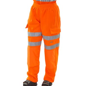 Beeswift Fleece Jogger Hi-Vis Trousers Orange