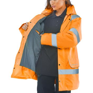 Beeswift Hi-Vis Fleece Lined Traffic Jacket Orange