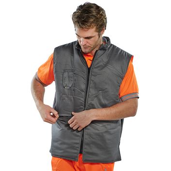 Beeswift Reversible Hi-Vis Interactive Bodywarmer Orange / Grey alternative