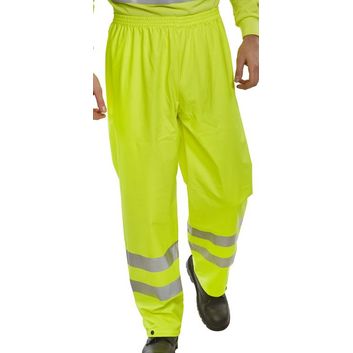 Beeswift Hi-Vis Pu Overtrousers Saturn Yellow