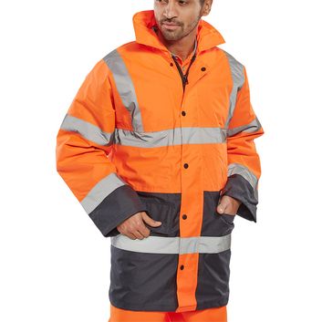 Beeswift Hi-Vis Two-Tone Traffic Jacket Orange / Navy