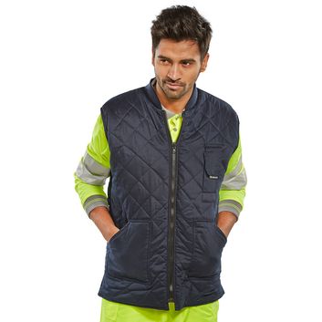 Beeswift Reversible Hi-Vis Interactive Bodywarmer Saturn Yellow / Navy alternative