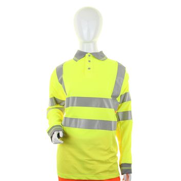 Beeswift Ladies Hi-Vis Long Sleeve Polo Shirt Saturn Yellow