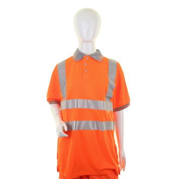 Beeswift Ladies Hi-Vis Short Sleeve Rail Spec Polo Shirt Orange