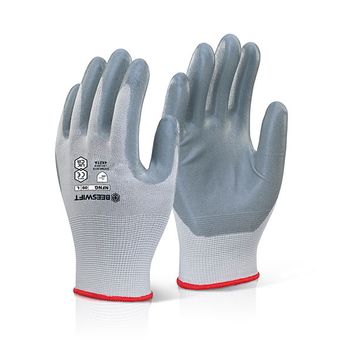 Beeswift Nitrile Foam Nylon Gloves Grey