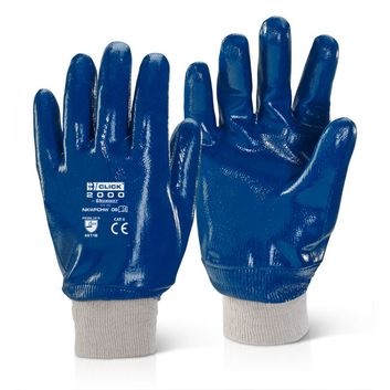 Beeswift Nitrile Knitted Wrist Fully Coated Heavy Weight Gloves Blue (10 Pack)