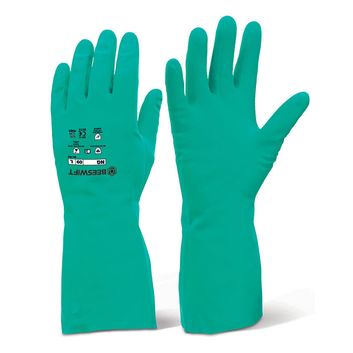 Beeswift Nitrile Rubber Chemical Gloves Green