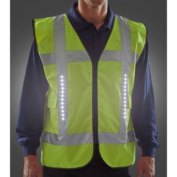 Light Vest Hi-Vis Led Light Up Basic Vest With Pockets Saturn Yellow alternative