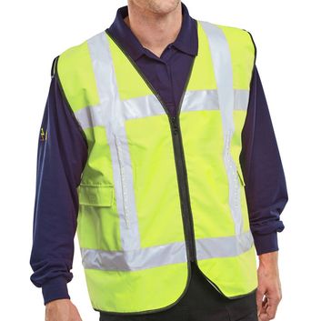 Light Vest Hi-Vis Led Light Up Basic Vest With Pockets Saturn Yellow