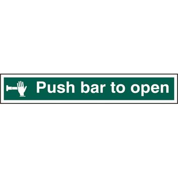 Beeswift Push Bar To Open Sign Rigid PVC Green (5 Pack)