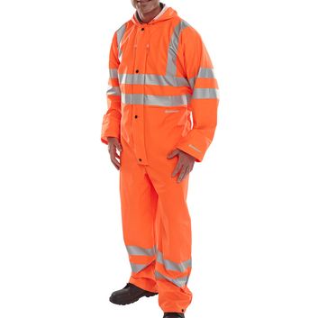 Beeswift Hi-Vis Pu Breathable Coverall Orange