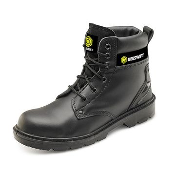 Beeswift Smooth Leather 6 Inch Safety Boot Black