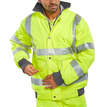 Beeswift Super Bomber Hi-Vis Waterproof Jacket Saturn Yellow