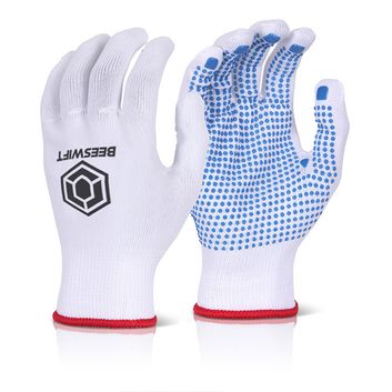 Beeswift Tronix Blue Dot Gloves White (10 Pack)