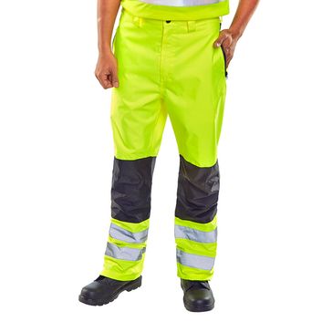 Beeswift Two-Tone Hi-Vis Waterproof Trousers Saturn Yellow