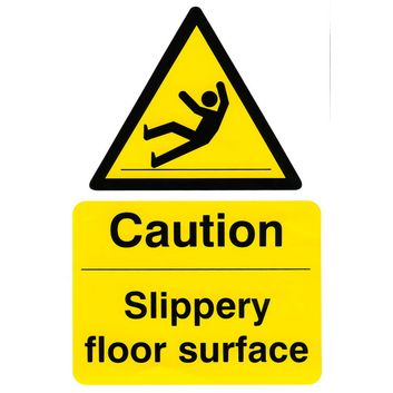 Caution Slippery Floor Surface Sign White/Yellow (5 Pack)
