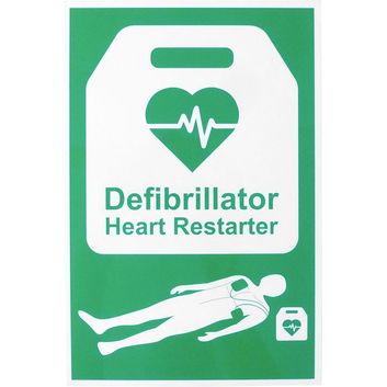 Click Medical External Defibrillation Sign Rigid Plastic Green