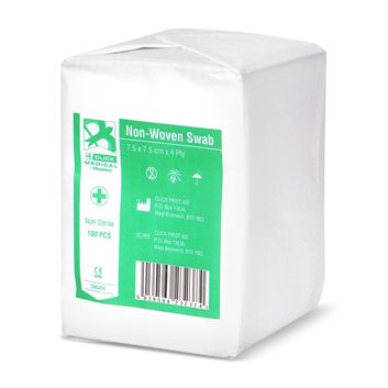 Click Medical Gauze Swabs 7.5Cm X 7.5Cm White (100 Pack)