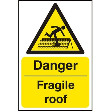 Danger Fragile Roof Sign White/Yellow (5 Pack)