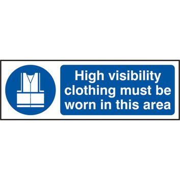 Hi Vis Clothing Must Be Worn In This Area Rigid Pvs Sign White/Blue (5 Pack)