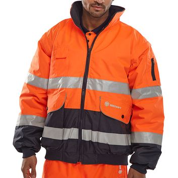 Beeswift Two-Tone Hi-Vis Europa Bomber Jacket Orange / Navy