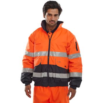 Beeswift Two-Tone Hi-Vis Europa Bomber Jacket Orange / Navy alternative