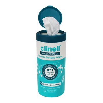 Clinell Biodegradable Hand And Surface Wipes Blue (6 Pack) alternative