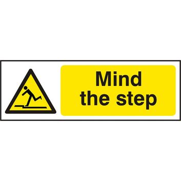 Mind The Step Sign White/Yellow (5 Pack)