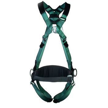 MSA Standard V-Form Back/Chest/Hip D-Ring Qf Harness W/Waist Belt Green