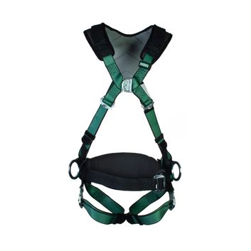 MSA Xs V-Form Back/Chest/Hip D-Ring Bayonet Harness W/W Belt Green