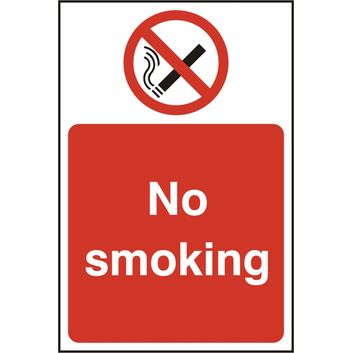 No Smoking Rigid PVC Sign White/Red (5 Pack)