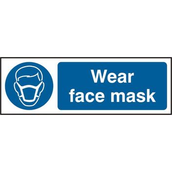 Wear Face Mask Sign White/Blue (5 Pack)