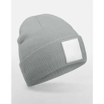Beechfield Appliqué Patch Beanie Ash/White