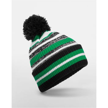 Beechfield Multi-Sport Fan Beanie Black/Kelly Green/White