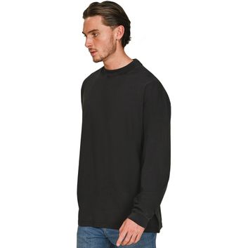 Casual Classics Ringspun Combed 180 Acid Wash Oversize Extended Neck Long Sleeve Tall T-Shirt - Acid Black
