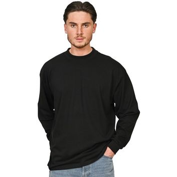 Casual Classics Ringspun Combed 180 Oversize Extended Neck Long Sleeve T-Shirt - Black