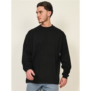 Casual Classics Ringspun Combed 180 Oversize Extended Neck Long Sleeve Tall T-Shirt - Black