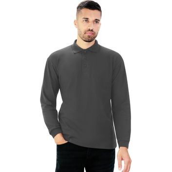 Casual Classics Classic Polycotton Long Sleeve Pique Polo 190gm - Charcoal