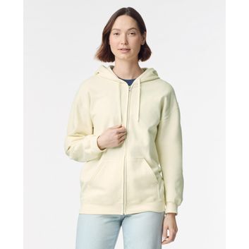 Gildan Softstyle Midweight Fleece F/Z Hood Sweatshirt Adult - Off White