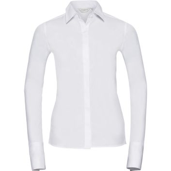 Russell Collection Fitted Ultimate Stretch Long Sleeve Shirt Ladies - White alternative