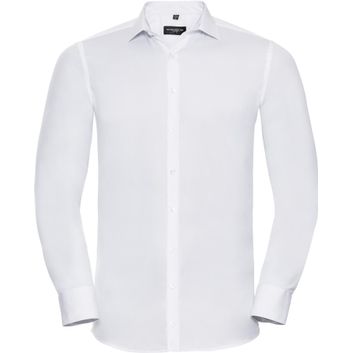 Russell Collection Fitted Ultimate Stretch Long Sleeve Shirt Mens - White alternative