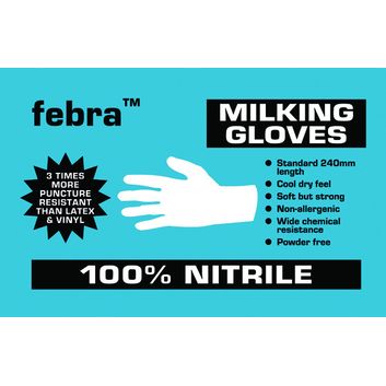 febra™ Original Nitrile Milking Glove, Blue Powder Free (100Pk) alternative