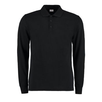 Kustom Kit Men's Long Sleeved Pique Polo Shirt Black