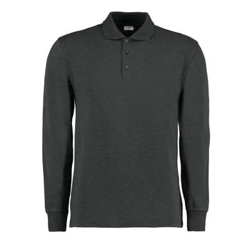 Kustom Kit Men's Long Sleeved Pique Polo Shirt Graphite