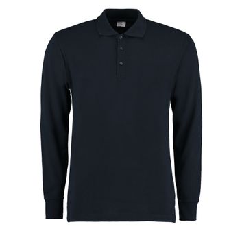 Kustom Kit Men's Long Sleeved Pique Polo Shirt Navy