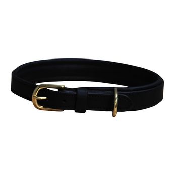 Mackey Padded Leather Dog Collar Black